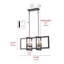 Luminaire pour îlot de cuisine 8 lumières linéaire à 8 lumières à finition noire à intensité variable E12