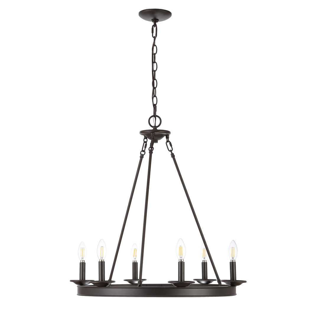 Narron 6 - Light Candle Style Wagon Wheel Chandelier Ivy Bronx 