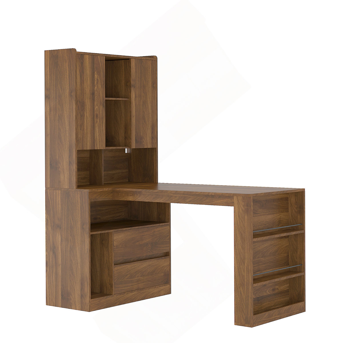 Wrought Studio™ L-Shaped Desk, Computer Desk With Drawers With LED ...