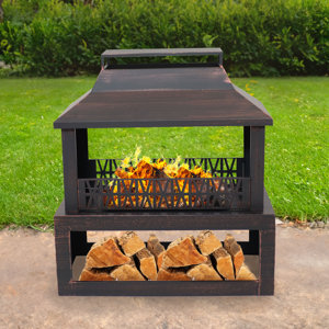 Courter 35" H x 32.25" W Steel Wood Burning Outdoor Fireplace