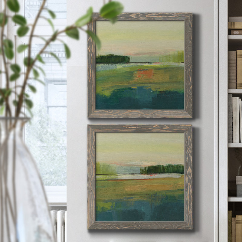 Way To Woodstock I - ensemble de 2 peintures sur toile encadrées, Encadré gris, H 20 po x l 40 po x P 1,5 po