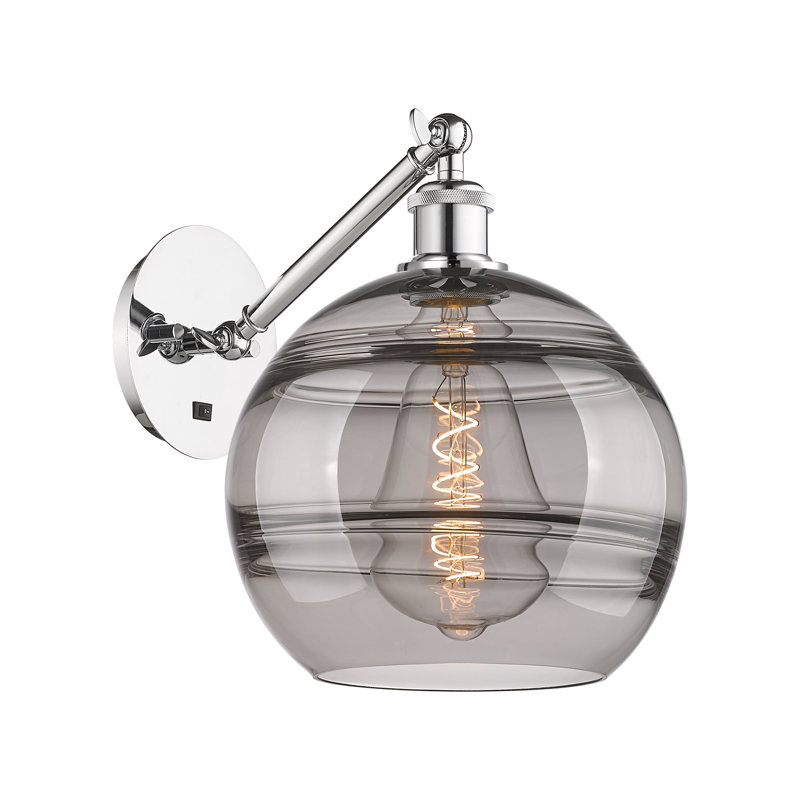 Ballston - Rochester - 1 Light Adjustable Sconce, Polished Chrome, Light Smoke