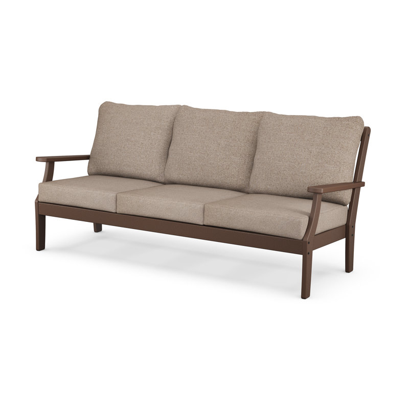 Braxton Deep Seating Sofa, Mahogany, Spiced Burlap