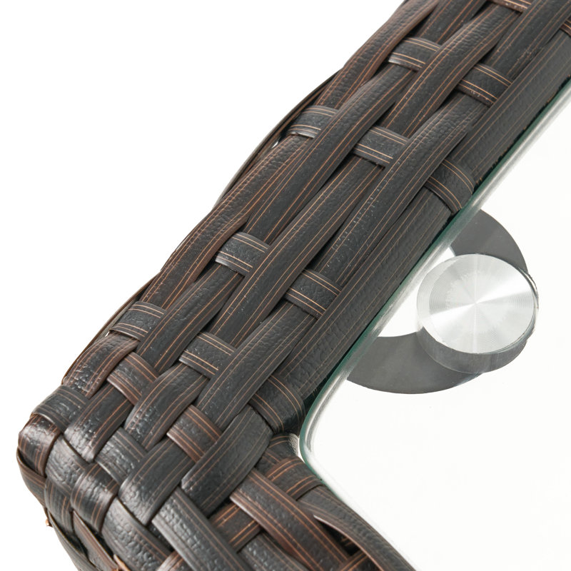Morgan Square Glass Outdoor Side Table, Brown