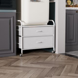 2 Drawer Dresser, 120LBS Fabric Storage Tower, 2 Drawer Storage Cart, Mini Fridge Stand With Storage, Metal Frame Iron Top
