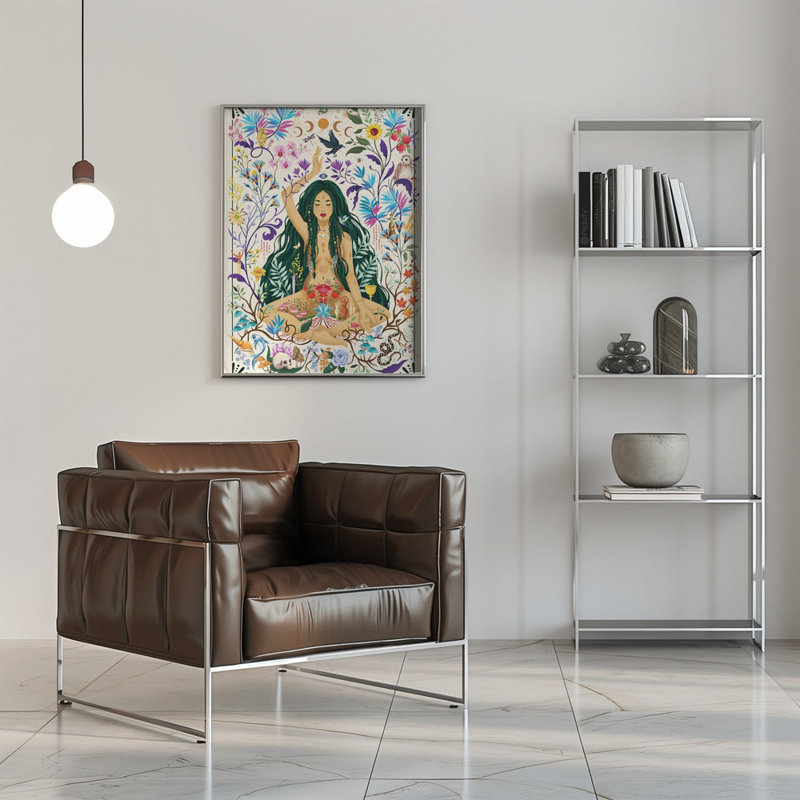 Conscience matriarcale murale dans un cadre flottant noir - 36 po x 24 po, H 24 po x l 20 po, Blanc