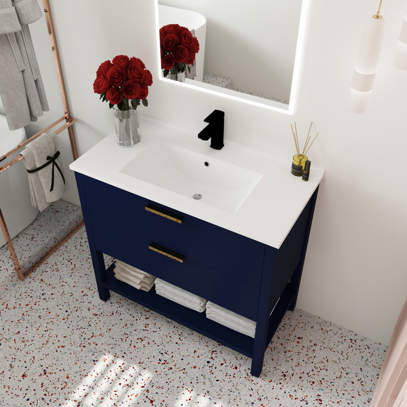 Ensemble de meuble-lavabo simple 36 po, Bleu marine