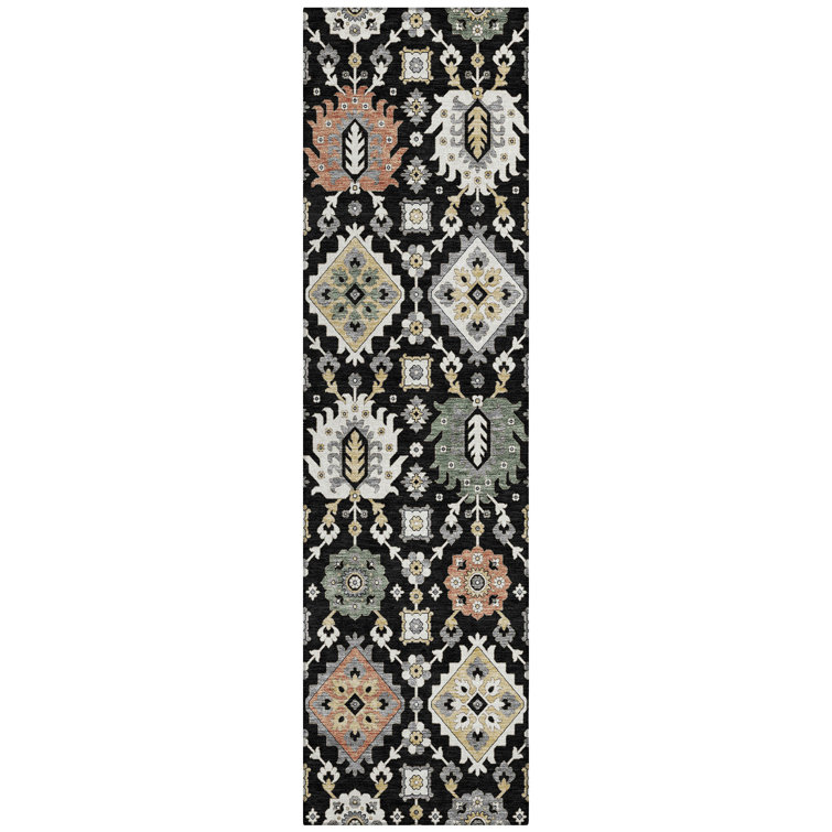 Machine Washable Indoor/Outdoor Husby ACN2200 Bohemian Rug