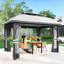 Pavillon de jardin à double toit avec filet et rideaux-109557863
