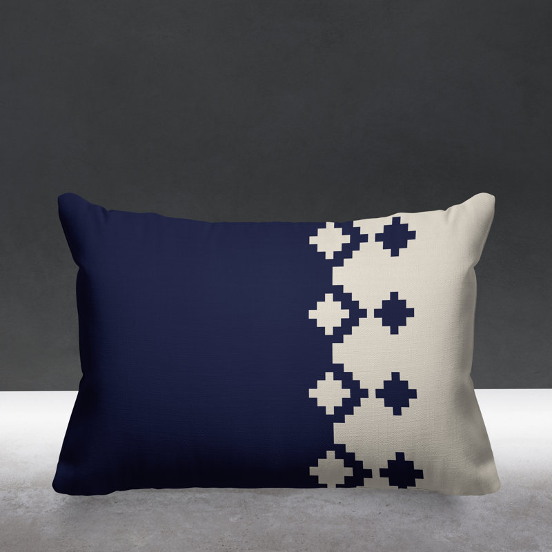 Coussin intérieur / extérieur Moki Southwestern, Bleu marine