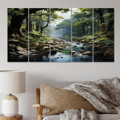 " Gentle River Through Country Charm Forest " 5 - Pieces