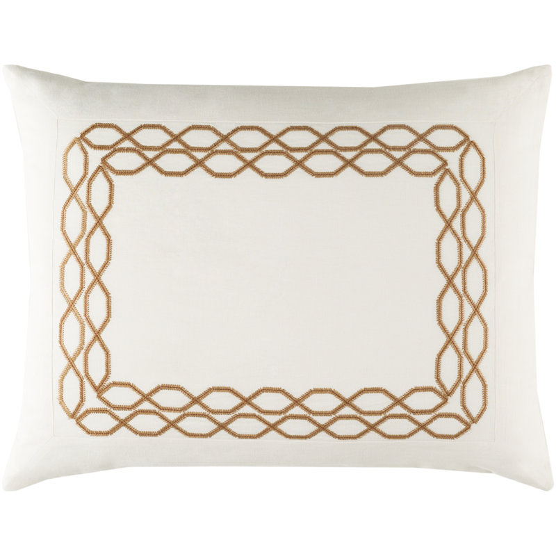 Afia Cotton Blend Geometric Sham Set, Cream/Tan, Euro