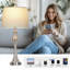 Lampe de table à intensité variable de 28,75 po en métal avec commande tactile et ports USB, ampoule incluse-1199175570