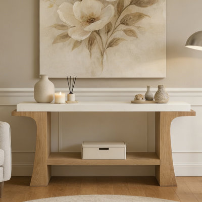 Console Mid-Century moderne en bois massif