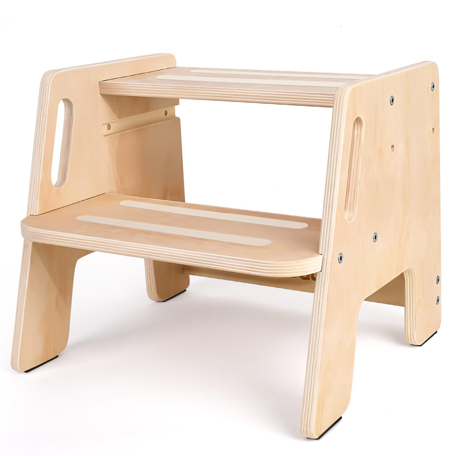 Redwood Rover Wooden Height-Adjustable 2-Step Stool for Kids