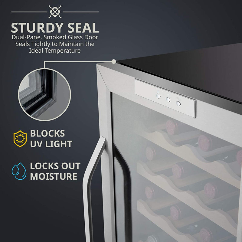 Ivation Single Zone 16.9 " Freestanding 28 Bottle Wine Refrigerator