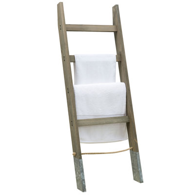 Vintage Leaning Solid Wood 4.5 ft Blanket Ladder
