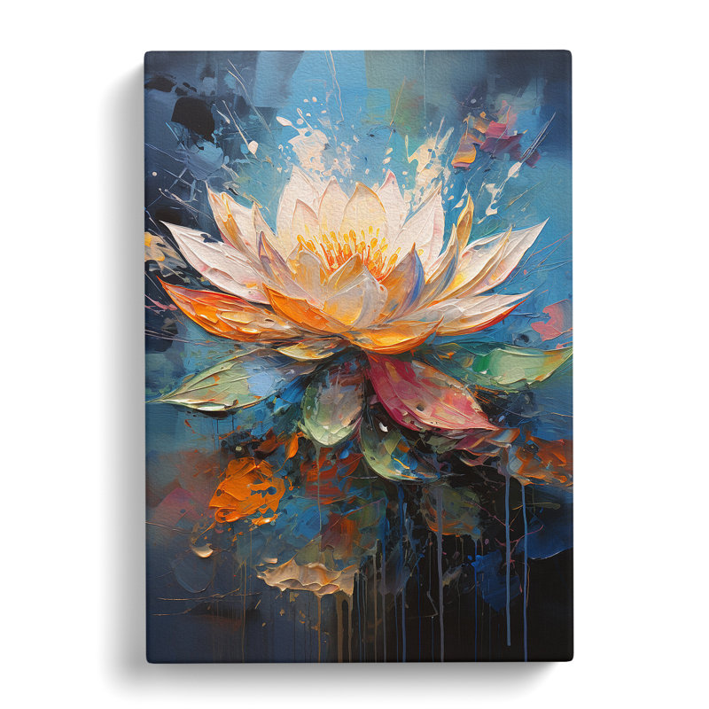 Lotus Flower Action Painting No.4 - No Frame Print, 50cm H x 35cm W x 3cm D
