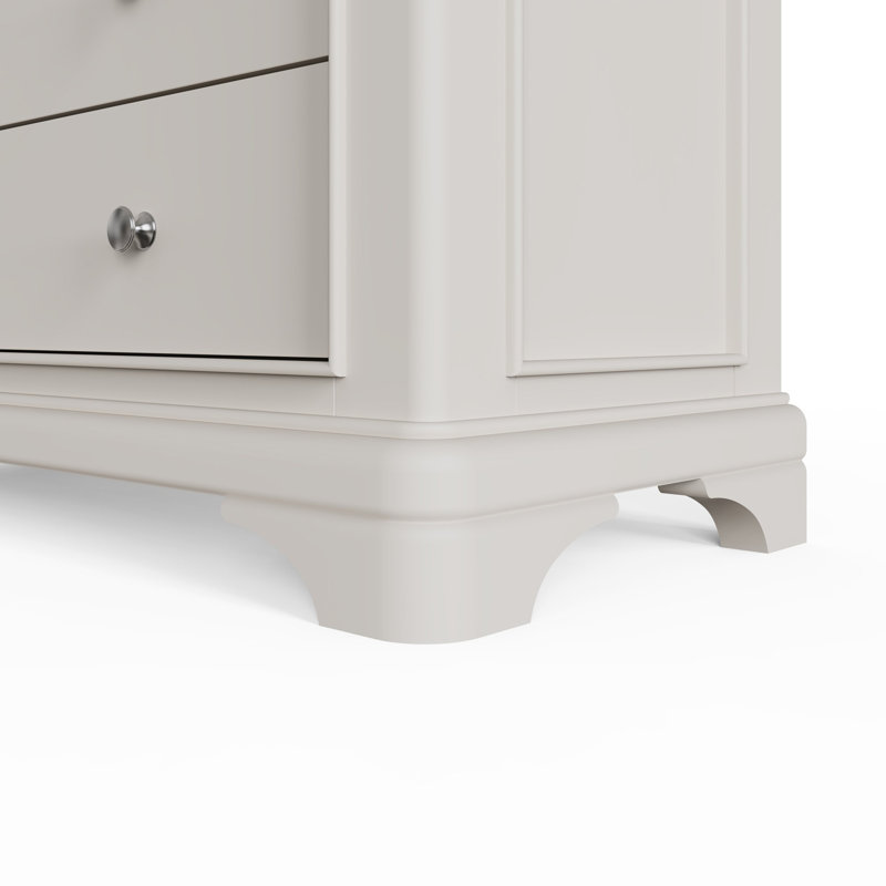 Joulon 6 Drawer Chest of Drawers. 4 + 2 Configuration. Solid Wood. Oak Top. Fully Assembled., Dove Grey
