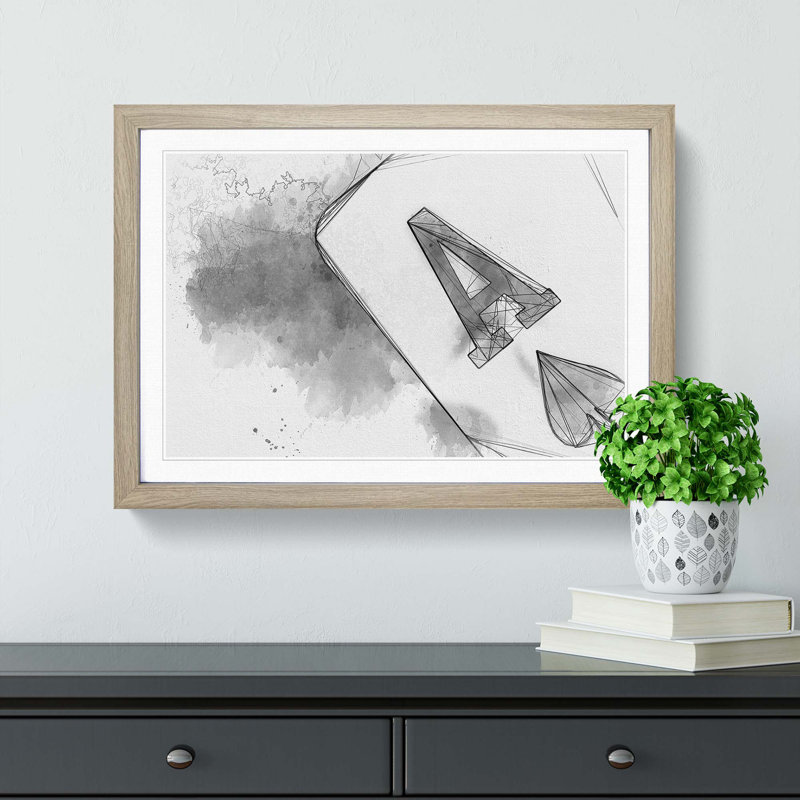 The Ace of Spades in Abstract - Picture Frame Graphic Art Print, 62cm H x 87cm W x 2cm D, Oak Framed
