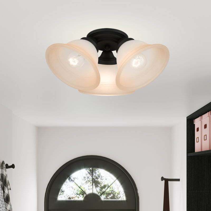 Owasso Glass Flush Mount, Black, Sunrise Marble