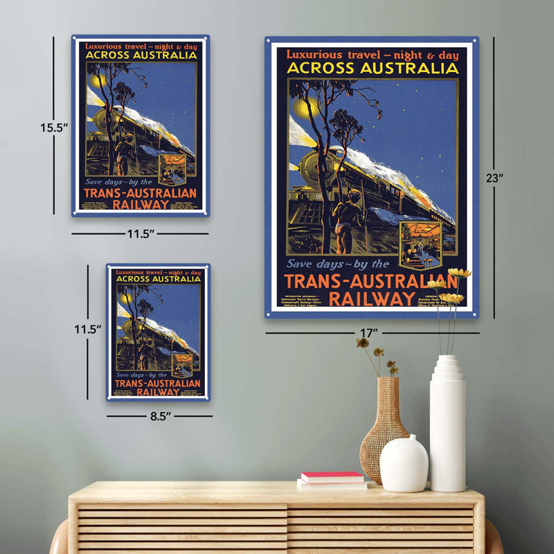 Chemin de fer trans-australien luxueux, H 15,5 po x l 11,5 po x P 0,04 po