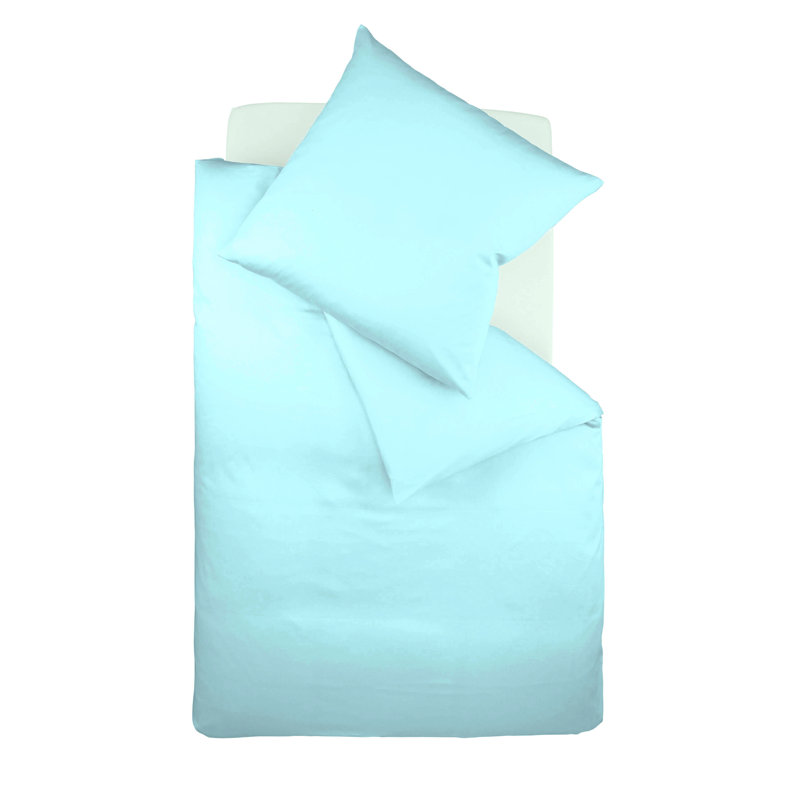 Cotton Solid Colour Duvet Cover Set with Pillow Shams, Blue, 155 x 200 cm + 80 x 80 cm