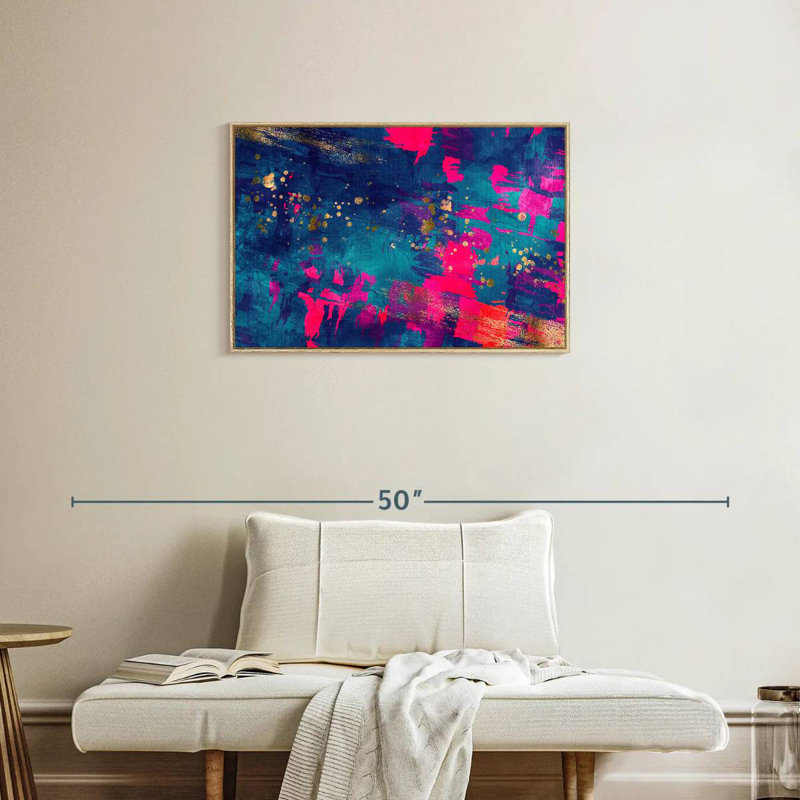 Bleu, magenta, fausley, Cadre flottant en bois naturel, 31 po x 21 po