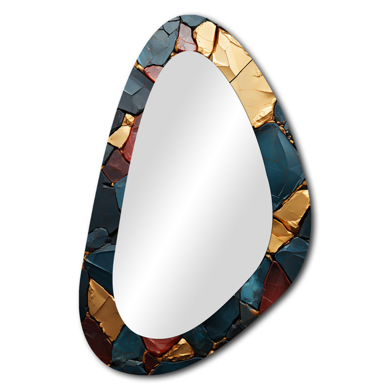 Croskey - Miroir mural moderne abstrait en marbre aux formes asymétriques