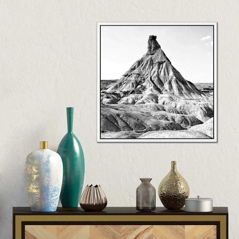 Bardenas Reales B&W by Philippe Hugonnard - Floater Frame Square Print on Canvas, 45.72 cm H x 45.72 cm W