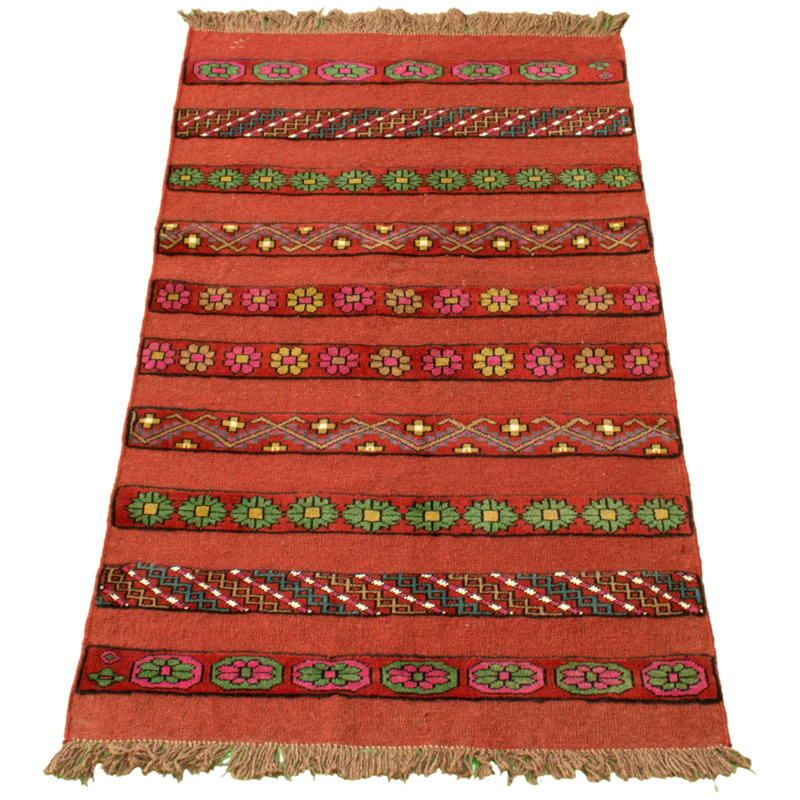 Tapis rouge en laine noué à la main