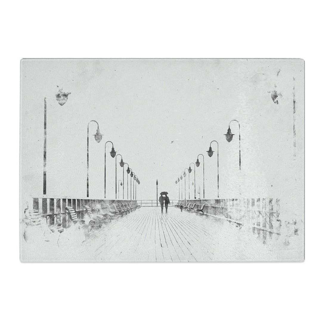 Tempered Glass Couple upon the Pier Chopping Board