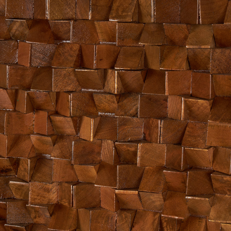 Mango Wood Handmade 3D Cube Inspired Geometric Brown Wall Decor