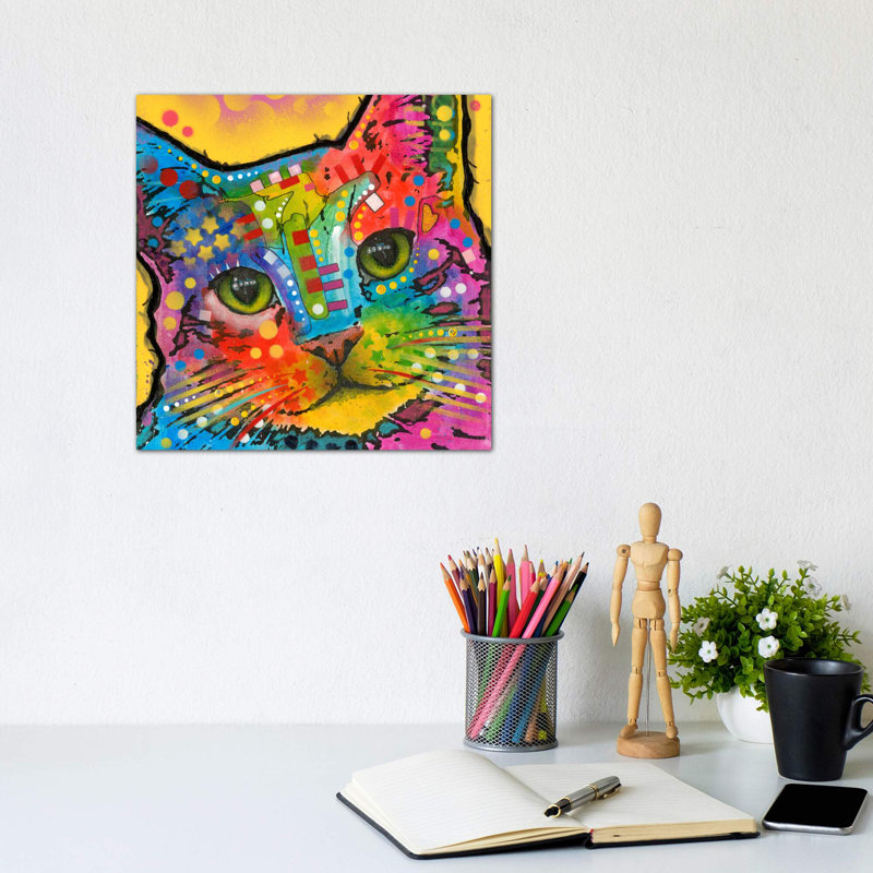 Tilt Cat by Dean Russo - Print on Canvas, 93.98 cm H x 93.98 cm W x 1.91 cm D, No Frame
