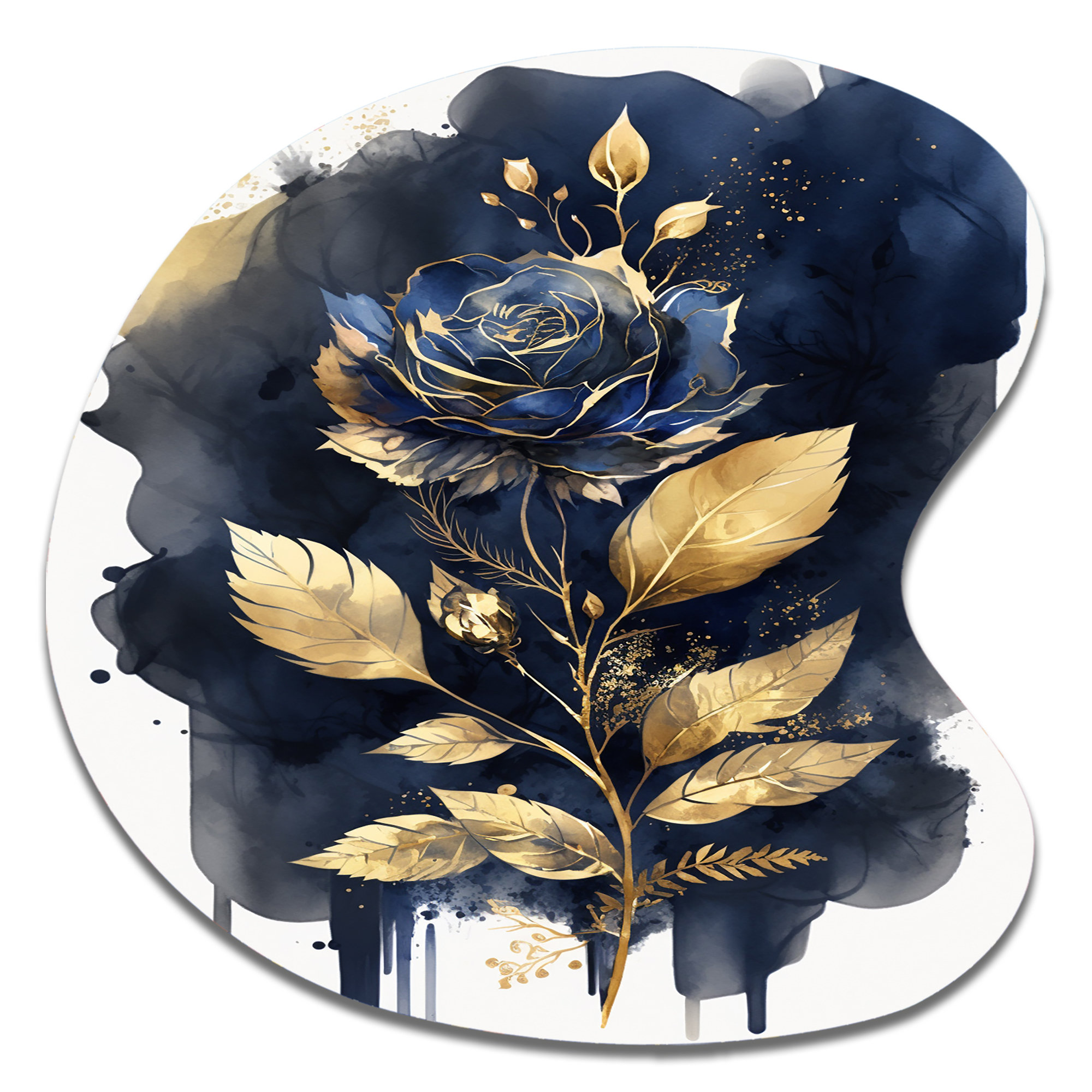House of Hampton® Blue Painted Rose III - Floral Rose Drop Shape ...