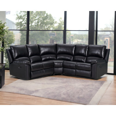 Hartzog Black Polyester Blend Reclining U Shaped Three Piece Corner Sectional