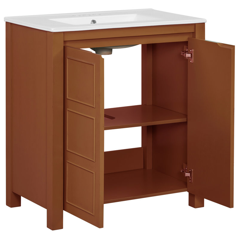 Meuble-lavabo 30 po avec plateau en céramique, Orange