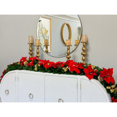 Gala 108'' in. Faux Poinsettia Garland