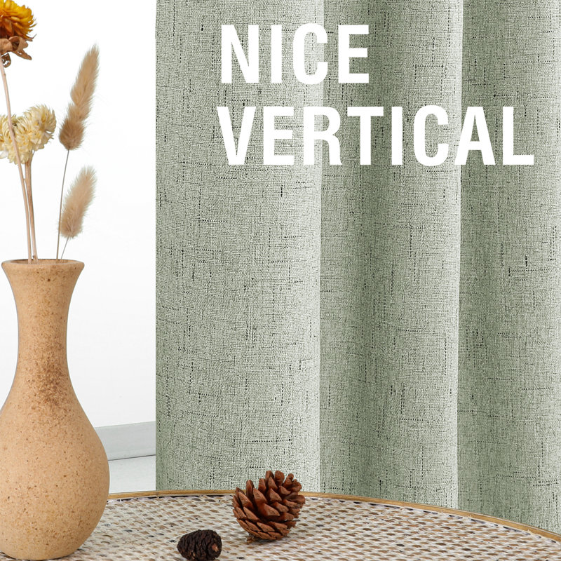 Faux Linen 100% Blackout Curtains for Bedroom Thermal Insulated Textured Linen Look Curtain Back Tab/Rod Pocket/Hook Belt Draperies 2 Panels