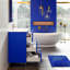 Meuble-lavabo bleu l 32 po x P 18 po avec comptoir en porcelaine blanche et lavabo intégré Linelle