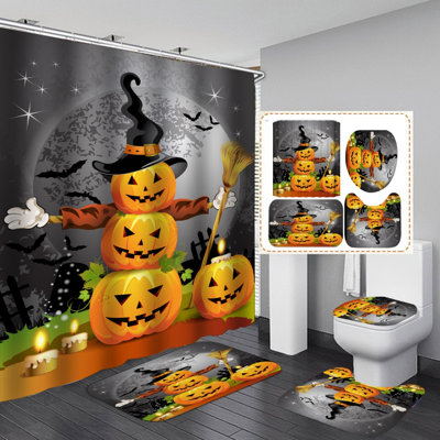 Ensemble de 4 rideaux de douche pour salle de bain Halloween (ensemble de 4)
