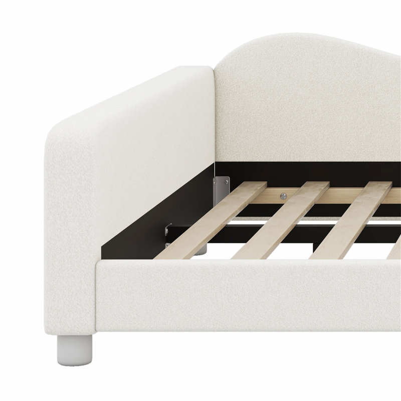 Upholstered Daybed With Cloud-Shaped Backrest, White, Full