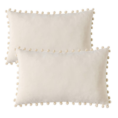 Housse de coussin Silky Velvet Series Pom-poms