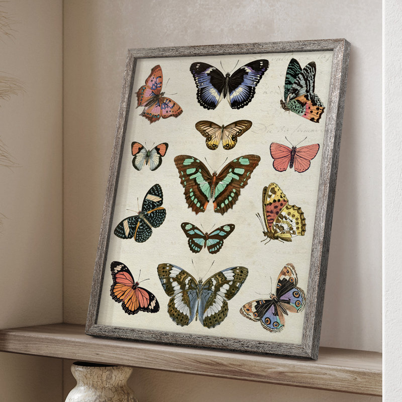 Flutterbys I Framed Print - Solid Wood, 15" H x 12" W