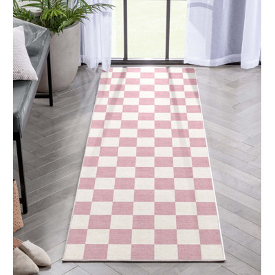 Tapis rose en polyester tissé à la machine Kehr