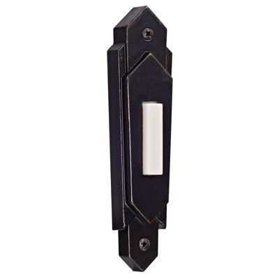 Art Deco Surface Mount Rectangle Push Button in Antique Bronze