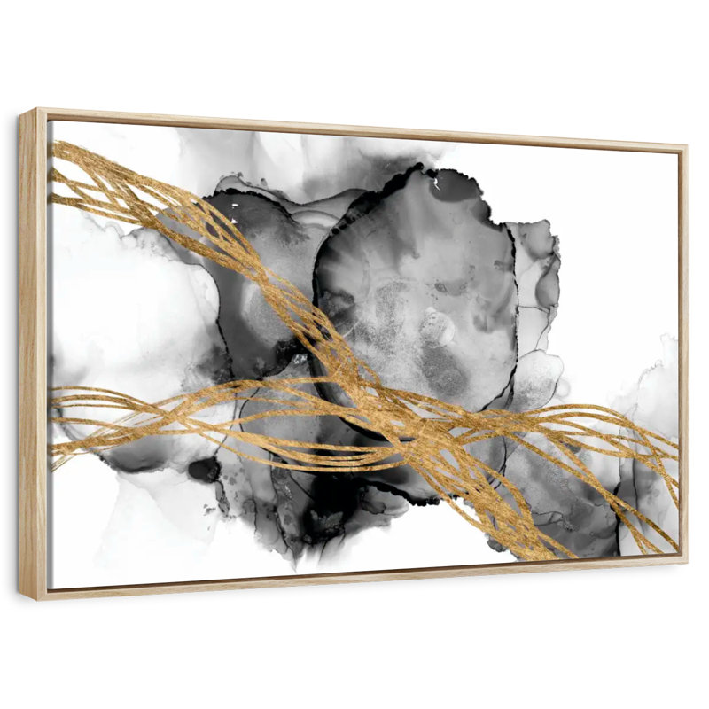 Matrice ondulée I, Cadre flottant en bois naturel, 13 po x 9 po
