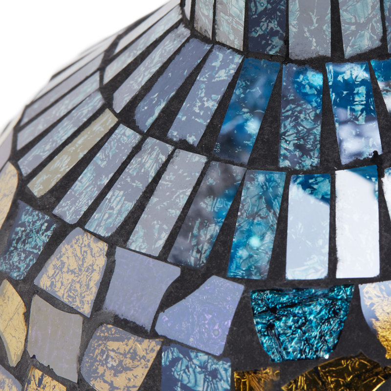 Lampe de table mosaïque turquoise et argent H 22 "Betton