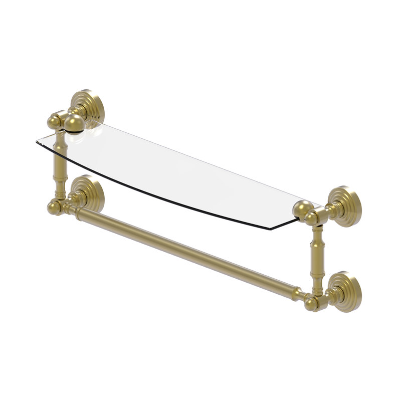 Beresford Bracket Shelf with Towel Bar, 5" H x 22.2" W x 6.1" D, Satin Brass