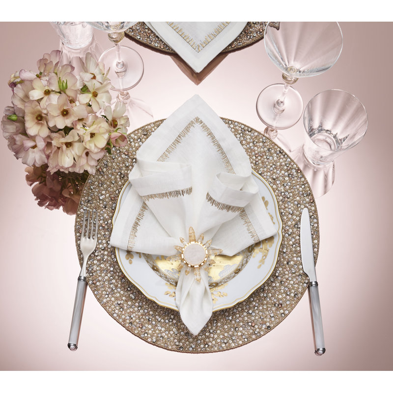Coronet Napkin Ring Set in a Gift Box, Gold/Crystal